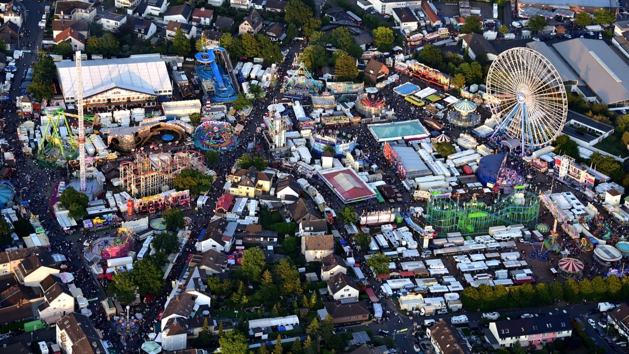 Pützchens Markt 2026 – Luftaufnahme der Kirmes in Bonn
