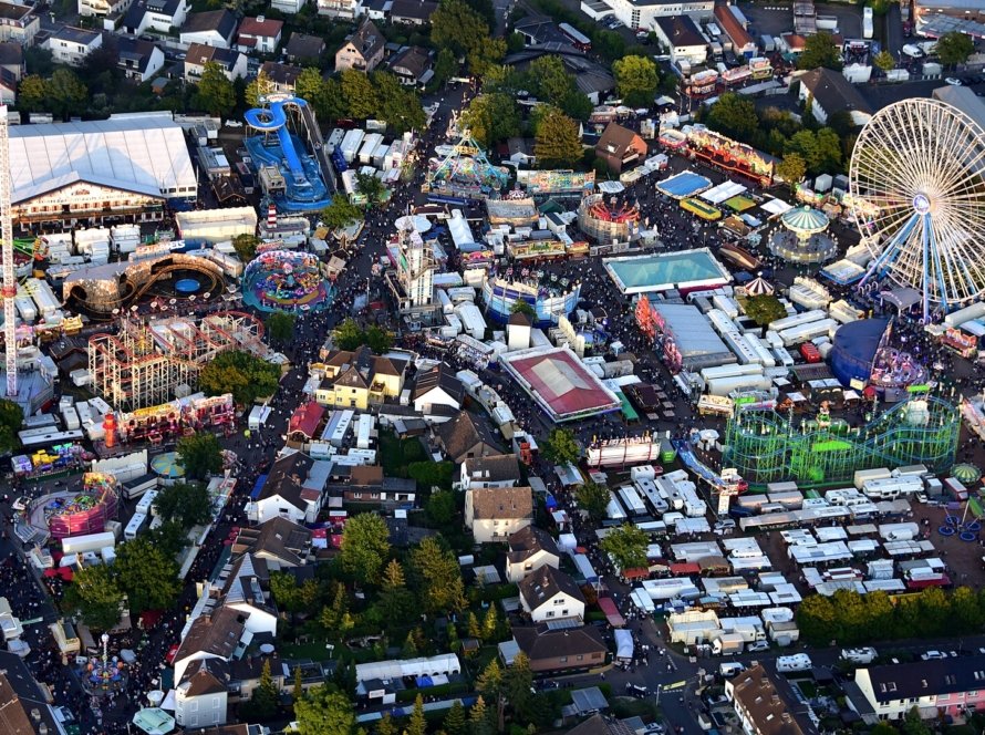 Pützchens Markt 2026 – Luftaufnahme der Kirmes in Bonn